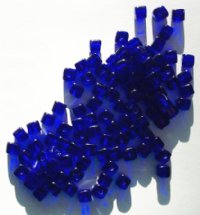 100 5mm Transparent Cobalt Cube Beads